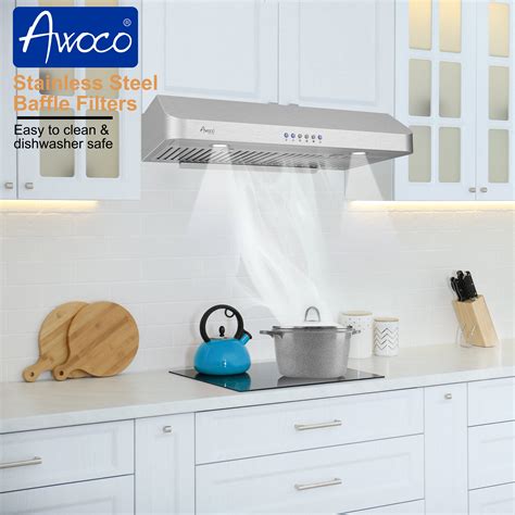 awoco rh-c06-30 under-cabinet classic stainless steel range hood|awoco rh c06 30.